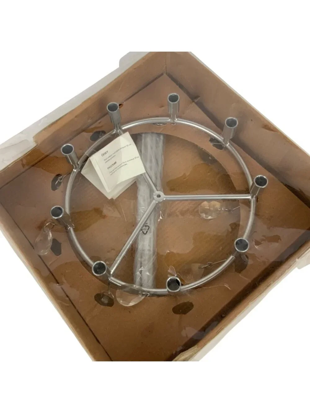 Ikea Fler Chandelier Candle Holder With Glass Drops Silver Finish In Box
